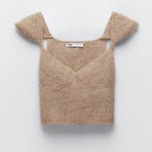 Zara Womens Limited Edition Wool Alpaca Blend Ribbed Sweater Crop Top Size M